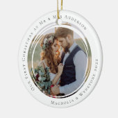 Eerste Kerstfeest Gehuwd als Mr & Mrs Foto Keramisch Ornament (Links)