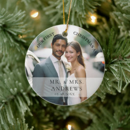 Eerste Kerstfeest Gehuwd als Mr. & Mrs Foto Keramisch Ornament