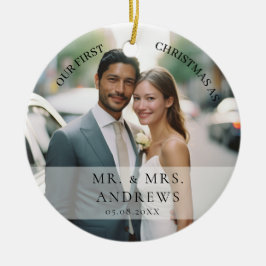 Eerste Kerstfeest Gehuwd als Mr. & Mrs Foto Keramisch Ornament