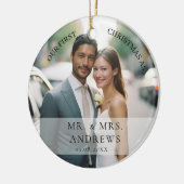 Eerste Kerstfeest Gehuwd als Mr. & Mrs Foto Keramisch Ornament (Links)