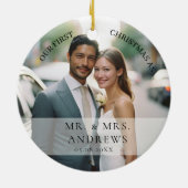 Eerste Kerstfeest Gehuwd als Mr. & Mrs Foto Keramisch Ornament (Achterkant)