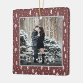 Eerste Kerstfeest Gehuwd als Mr. & Mrs Foto Keramisch Ornament (Links)