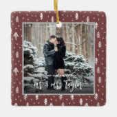 Eerste Kerstfeest Gehuwd als Mr. & Mrs Foto Keramisch Ornament (Voorkant)