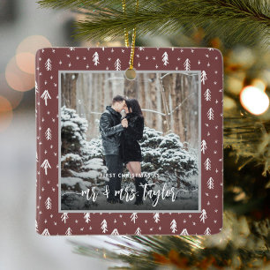 Eerste Kerstfeest Gehuwd als Mr. & Mrs Foto Keramisch Ornament