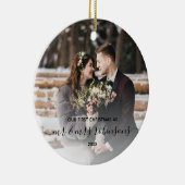 Eerste Kerstfeest Gehuwd als Mr & Mrs Foto Modern Keramisch Ornament (Rechts)