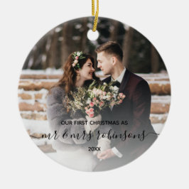 Eerste Kerstfeest Gehuwd als Mr & Mrs Foto Modern Keramisch Ornament