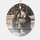 Eerste Kerstfeest Gehuwd als Mr & Mrs Foto Modern Keramisch Ornament (Links)