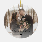 Eerste Kerstfeest Gehuwd als Mr & Mrs Foto Modern Keramisch Ornament (Achterkant)