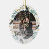 Eerste Kerstfeest Gehuwd als Mr & Mrs Foto Modern Keramisch Ornament (Rechts)