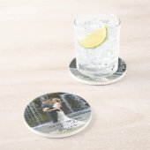 Eerste Kerstfeest Gehuwd als Mr. & Mrs. Zandsteen Onderzetter (Zijkant)