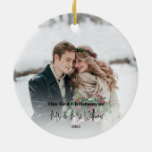 Eerste Kerstfeest Gehuwd met de heer en mevrouw Fo Keramisch Ornament (Achterkant)