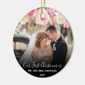 Eerste Kerstfeest Gehuwd met de heer & mevrouw Fot Keramisch Ornament (Links)