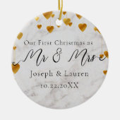 Eerste Kerstfeest Gehuwd met de heren en mevrouw. Keramisch Ornament (Voorkant)