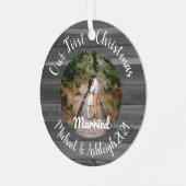 Eerste kerstfeest Gehuwd met metalen versiering Metalen Ornament (Voorkant links)