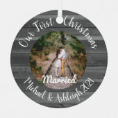 Eerste kerstfeest Gehuwd met metalen versiering Metalen Ornament (Voorkant)