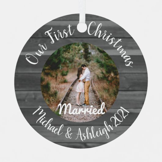 Eerste kerstfeest Gehuwd met metalen versiering Metalen Ornament (Voorkant)
