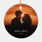 Eerste Kerstfeest Gehuwd met Mr & Mrs Foto Keramisch Ornament (Achterkant)