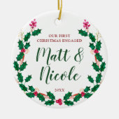 Eerste Kerstfeest Gehuwd met persoonlijke hartsvro Keramisch Ornament (Voorkant)