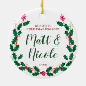 Eerste Kerstfeest Gehuwd met persoonlijke hartsvro Keramisch Ornament (Achterkant)