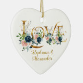 Eerste Kerstfeest Gehuwde Elegant Love Typografie Keramisch Ornament (Rechts)