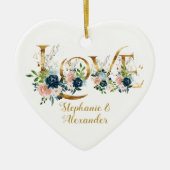 Eerste Kerstfeest Gehuwde Elegant Love Typografie Keramisch Ornament (Voorkant)
