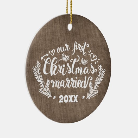 Eerste kerstfeest Gehuwde foto Keepomwille Keramisch Ornament (Rechts)
