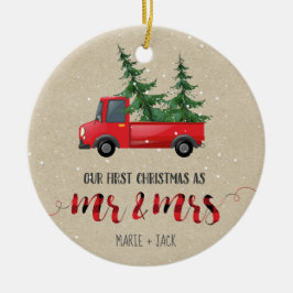 Eerste kerstfeest Gehuwde ornament persoonlijke ca