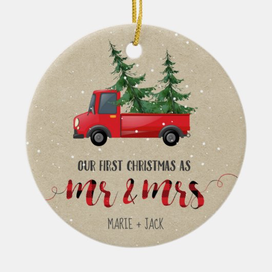 Eerste kerstfeest Gehuwde ornament persoonlijke ca (Voorkant)