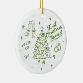 Eerste kerstfeest getrouwd aangepaste datum initia keramisch ornament (Rechts)