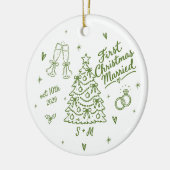 Eerste kerstfeest getrouwd aangepaste datum initia keramisch ornament (Links)