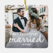 Eerste kerstfeest getrouwd | Handgetekende letteri Keramisch Ornament (Voorkant)