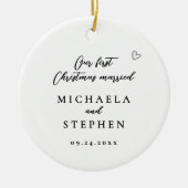 Eerste kerstfeest getrouwd modern minimalistisch f keramisch ornament (Voorkant)