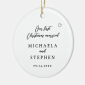 Eerste kerstfeest getrouwd modern minimalistisch f keramisch ornament (Links)