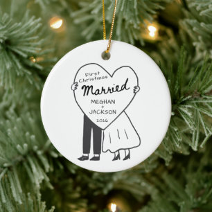 Eerste kerstfeest getrouwd ornament