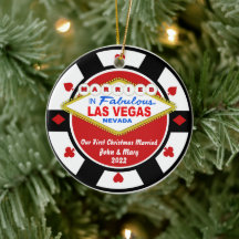 Eerste kerstfeest getrouwd vegas ornament