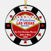 Eerste kerstfeest getrouwd Vegas ornament 2023 (Voorkant)