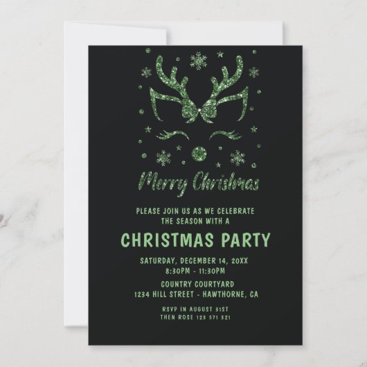 Eerste kerstfeest Glitter Green der Invitation Kaart (Voorkant)