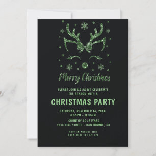 Eerste kerstfeest Glitter Green der Invitation Kaart