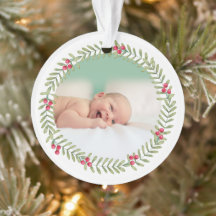 Eerste kerstfeest groene feestdag grote Baby Foto
