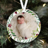 Eerste kerstfeest groene feestdag grote Baby Foto Ornament
