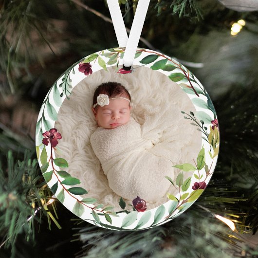 Eerste kerstfeest groene feestdag grote Baby Foto Ornament