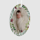 Eerste kerstfeest groene feestdag grote Baby Foto Ornament (voorkant)