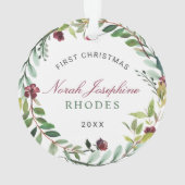 Eerste kerstfeest groene feestdag grote Baby Foto Ornament (achterkant)