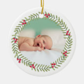 Eerste kerstfeest groene feestdag grote Baby Keramisch Ornament (Voorkant)