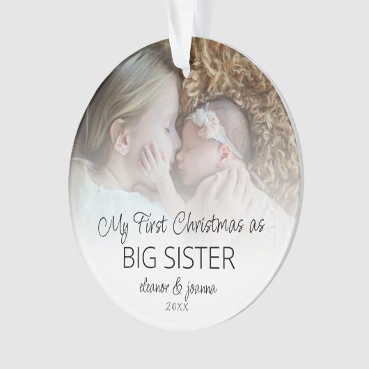 Eerste kerstfeest Grote Zuster Names Fotobedekking Ornament (voorkant)