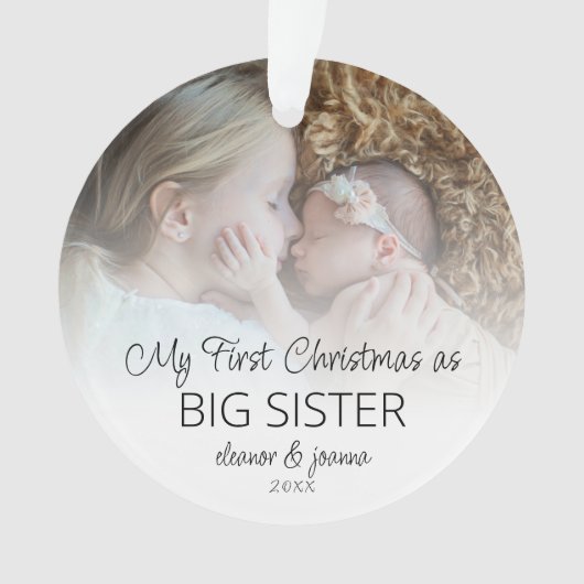 Eerste kerstfeest Grote Zuster Names Fotobedekking Ornament (voorkant)