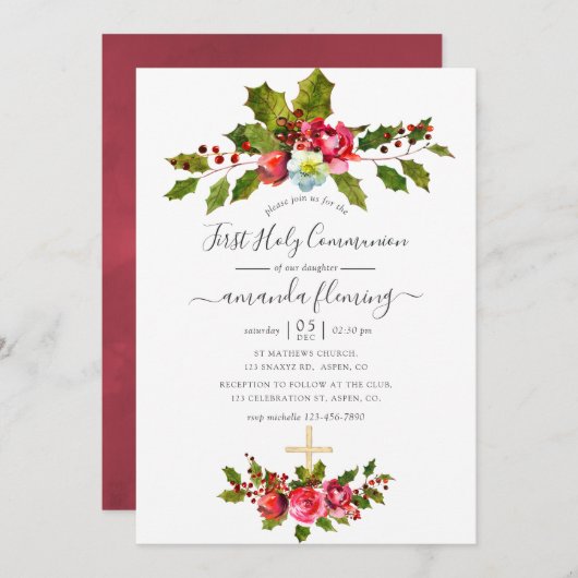 Eerste Kerstfeest Heilige Communie Kaart (Voorkant / Achterkant)