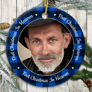 Eerste kerstfeest Hemel Blauw Foto Memorial Keramisch Ornament