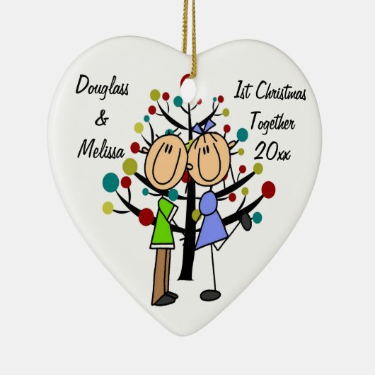 Eerste Kerstfeest in combinatie met hartversiering Keramisch Ornament (Rechts)