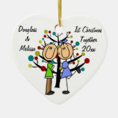 Eerste Kerstfeest in combinatie met hartversiering Keramisch Ornament (Voorkant)